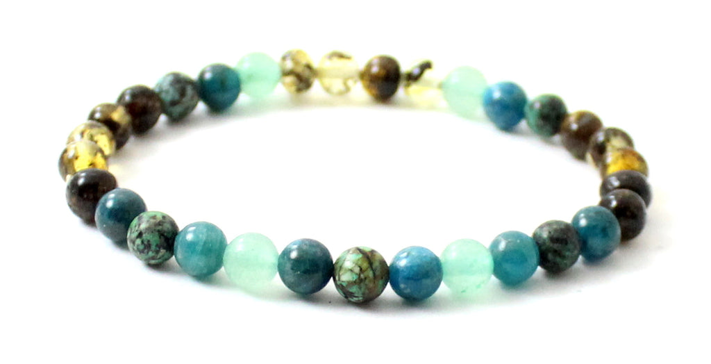 Amber Green Stretch Bracelet With Aventurine, Apatite and African Turquoise