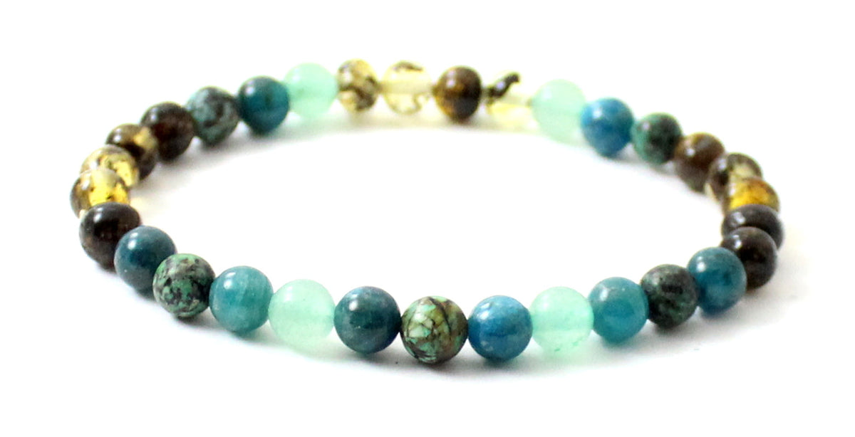 Amber Green Stretch Bracelet With Aventurine, Apatite and African Turquoise
