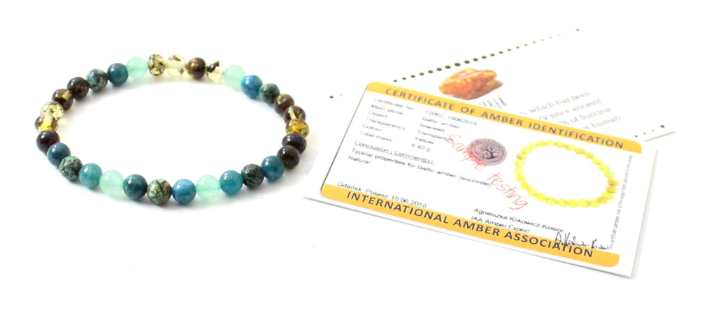 Amber Green Stretch Bracelet With Aventurine, Apatite and African Turquoise