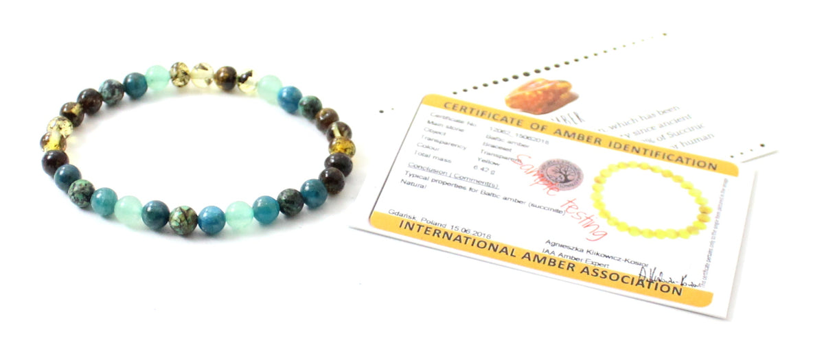 Amber Green Stretch Bracelet With Aventurine, Apatite and African Turquoise