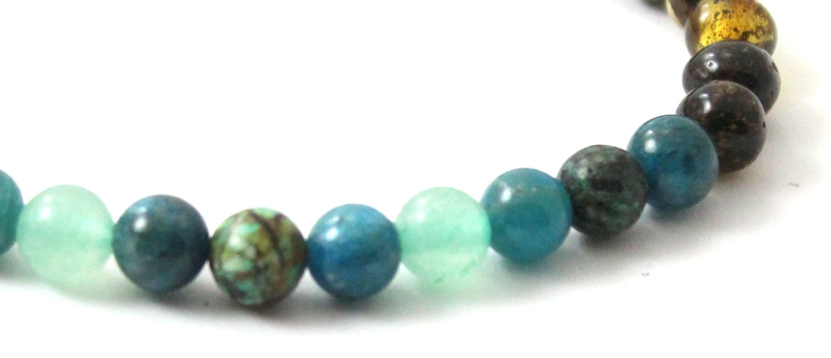 Amber Green Stretch Bracelet With Aventurine, Apatite and African Turquoise