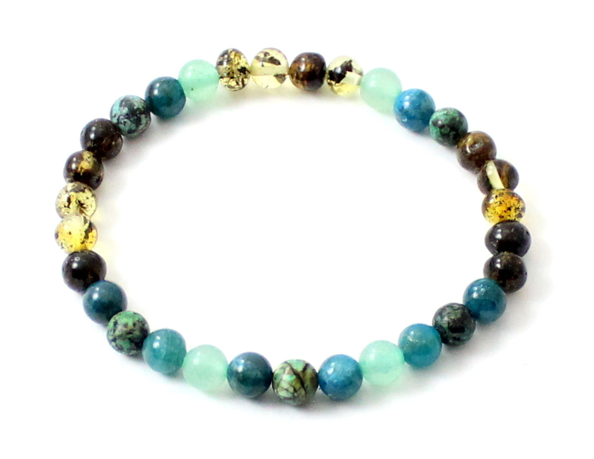 Amber Green Stretch Bracelet With Aventurine, Apatite and African Turquoise