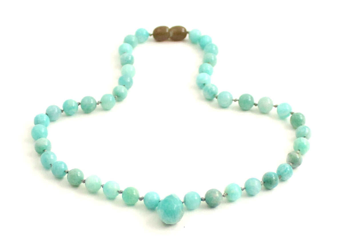 Amazonite Gemstone Knotted Green Necklace with Pendant