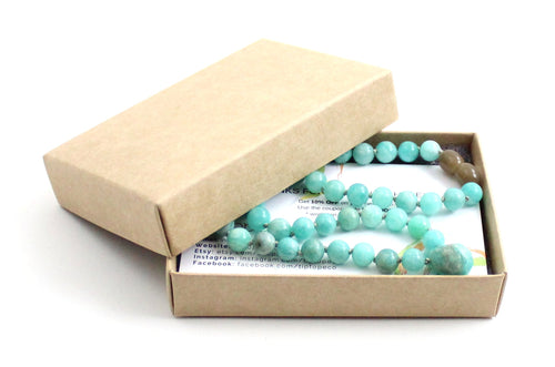 Amazonite Gemstone Knotted Green Necklace with Pendant
