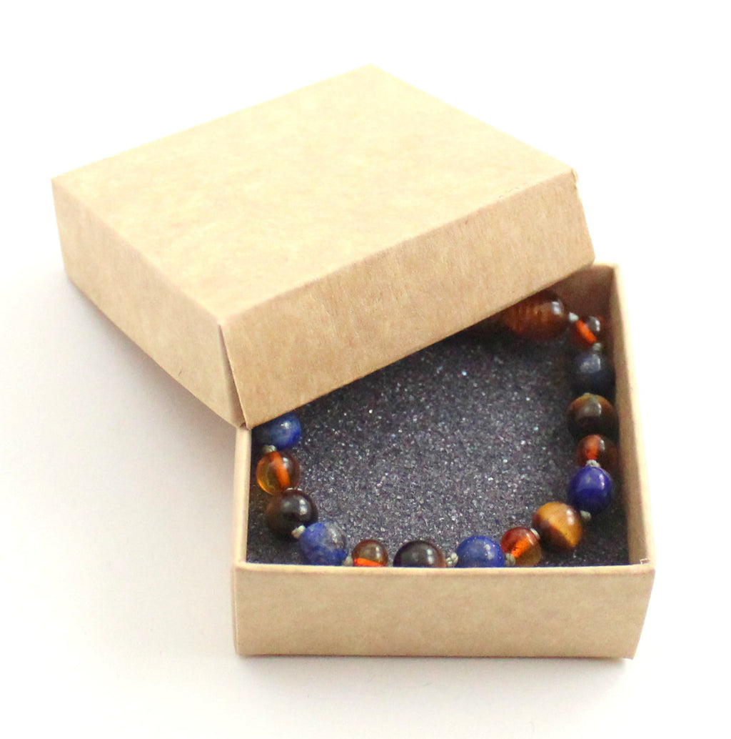 Bracelet With Lapis Lazuli, Cognac Amber and Tiger's Eye