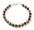 Tiger Eye Brown Bracelet With Silver Beads