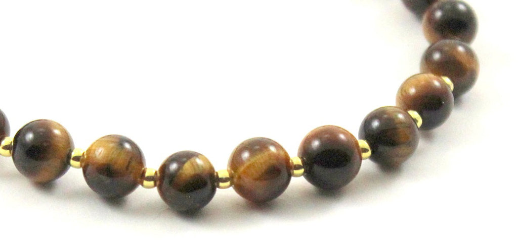 Tiger Eye Brown Bracelet With Silver Beads